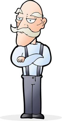 cartoon bored old man