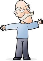 cartoon old man spreading arms wide vector