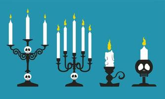 Retro candlestick set. White candle-topped antique hand lanterns isolated on a background