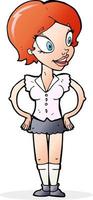 cartoon happy woman in short skirt vector