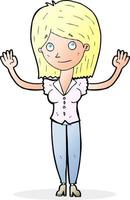 cartoon woman holding up hands vector