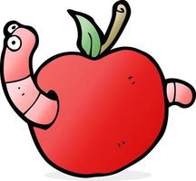 cartooon worm in apple vector