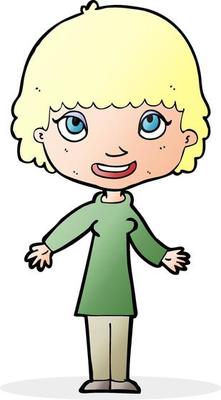 cartoon happy woman