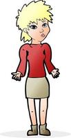 cartoon woman shrugging shoulders vector