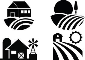 set of icons of a farm vector