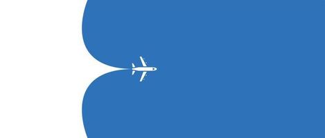 Airplane opening blue background behind vector