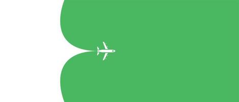 Airplane opening green background behind vector