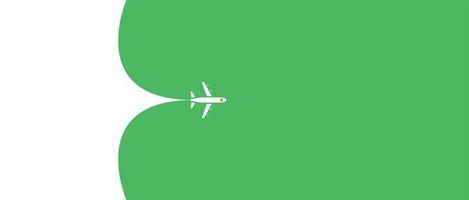 Airplane opening green background behind vector