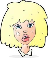 cartoon woman with bruised face vector