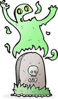 cartoon ghost rising from grave vector