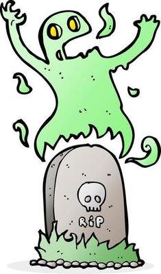 cartoon ghost rising from grave