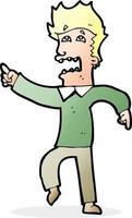 cartoon frightened man pointing vector