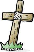 cartoon wooden cross grave vector