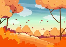 hermoso fondo de paisaje de temporada de otoño vector