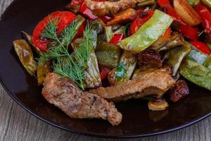 Stir fried pork with vegetables photo