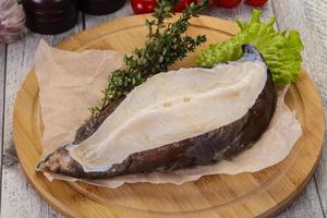 Raw wolffish steak photo