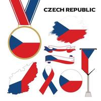 Elements Collection With The Flag of Czech Republic Design Template vector