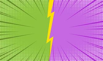 Versus or VS background in comic style - fight with green and purple background with halftone elements