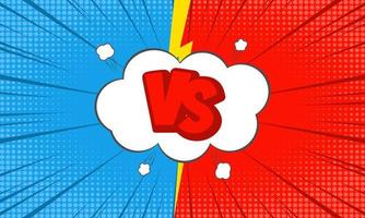 Versus lettering design in comic style. fight with red and blue background with halftone elements. vector