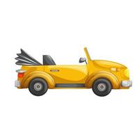 Vector image of a yellow car with a folded roof. Cartoon style. Isolated on white background. EPS 10