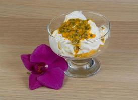 Ice cream with passion fruit photo