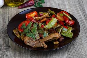 Stir fried pork with vegetables photo