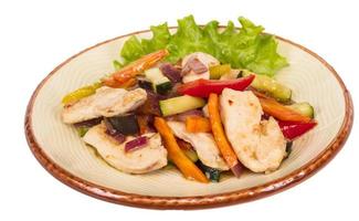 Grilled vegetables and chicken fillet photo