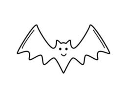 Halloween flying bat isolated on white background. Vector illustration cartoon, funny vampire bat.