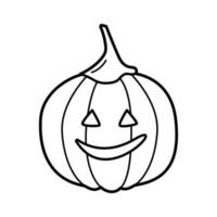 Halloween pumpkin, vector cartoon character, doodle style, funny face cast.