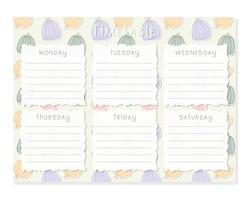 Timetable Halloween Pumpkin pattern , Class schedule, weekly calendar. Organizer information template. Empty school timetable, Planning sheet planning. vector