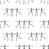 Black skeletons in various poses pattern. Halloween design. Perfect for fall, holidays, fabric, textile. Seamless repeat swatch. vector