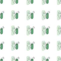 Surreal Faces One Line Seamless Pattern . Abstract Minimalistic Art design for print, cover, wallpaper, Minimal and natural wall art. Vector illustration on white background.