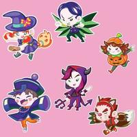 boys and girls dressing in halloween costume vector