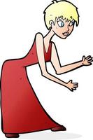 cartoon woman in dress gesturing vector