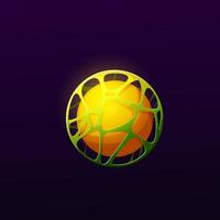 Cartoon yellow cage planet star, fantastic space vector