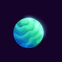 Mysterious green space planet, vector glow sphere