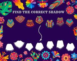 Find correct shadow of mexican poncho clothes game vector