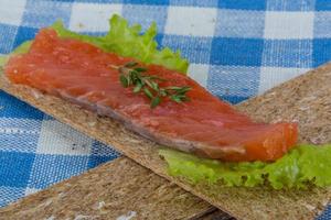 Crispbread with salmon photo