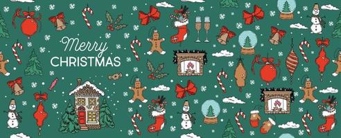 Christmas pattern in sketch style. Hand drawn illustration. vector