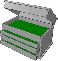 Gran caja de herramientas, ilustración, vector sobre fondo blanco.