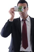 Business man holding money photo