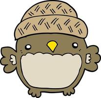 cute cartoon owl in hat vector