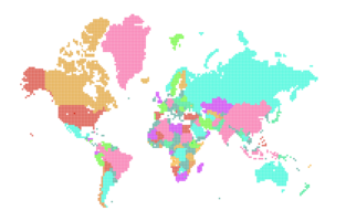 Punkte auf der Weltkarte. Weltkartenvorlage mit Kontinenten, Nord- und Südamerika, Europa und Asien, Afrika und Australien png