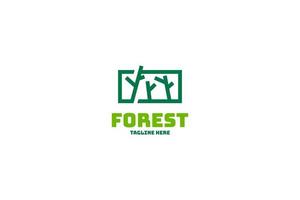 Flat trees forest green nature logo design vector illustration idea