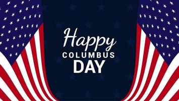 Happy columbus day greeting card with american flag and ship template design background vector