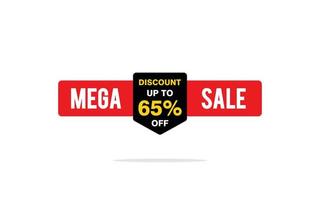 65 Percent discount offer, clearance, promotion banner layout with sticker style. vector