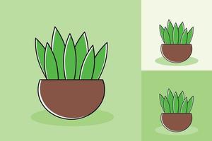 Single cactus plant with different color tone background vector
