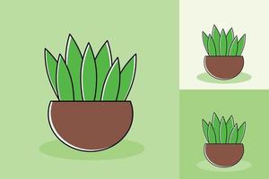 planta de cactus único con fondo de tono de color diferente vector