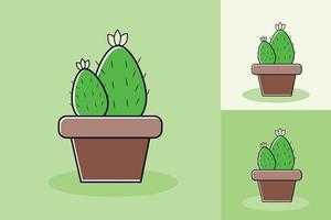 Single cactus plant with different color tone background vector