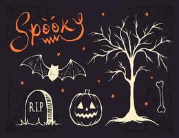 Collection of hand drawn Halloween elements. isolated vector